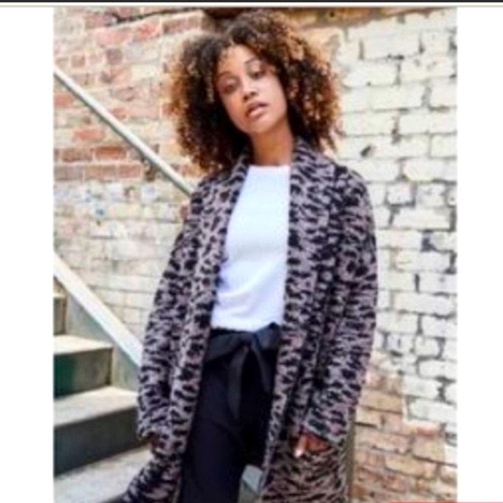 Calia Carrie Underwood Black Brown Knit Animal Print Tunic Cardigan Womens 2X